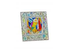 Quadretto effetto pietra con decori argentati