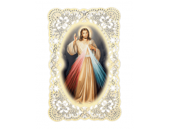 Immagine sacra ricamata da collezione con preghiera sul retro