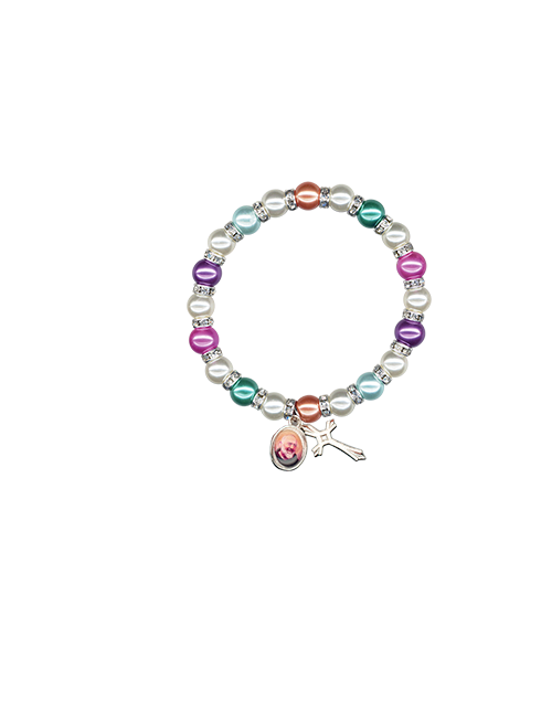 Bracciale elastico con perle colorate e strass