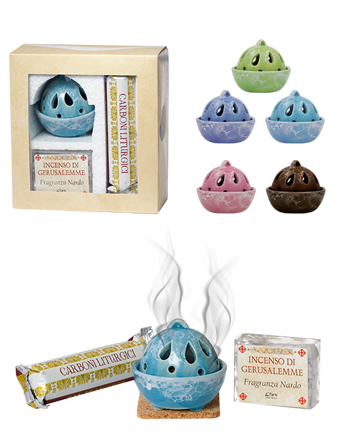 Confezione Brucia Incenso in metallo dorato